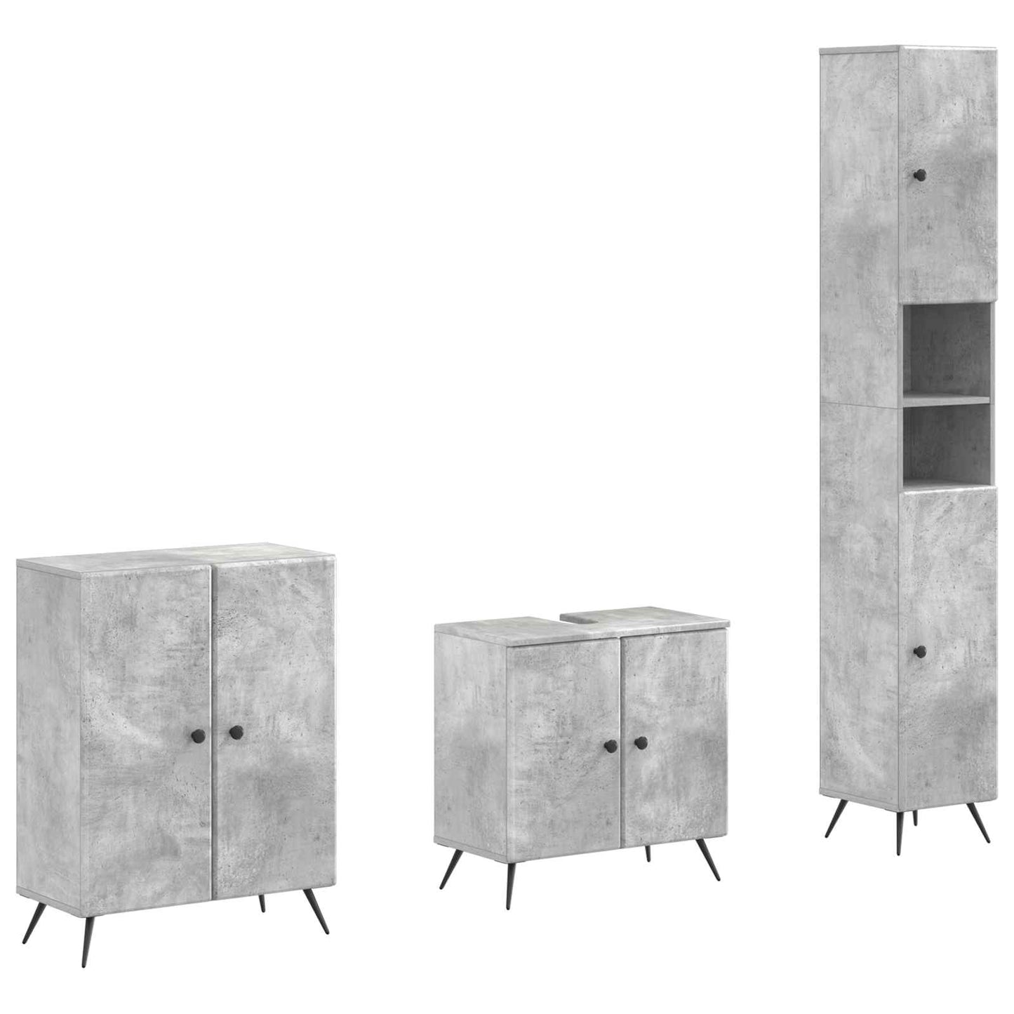 vidaXL 3 Piece Bathroom Cabinet Set BREDA Concrete Grey