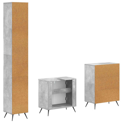 vidaXL 3 Piece Bathroom Cabinet Set BREDA Concrete Grey