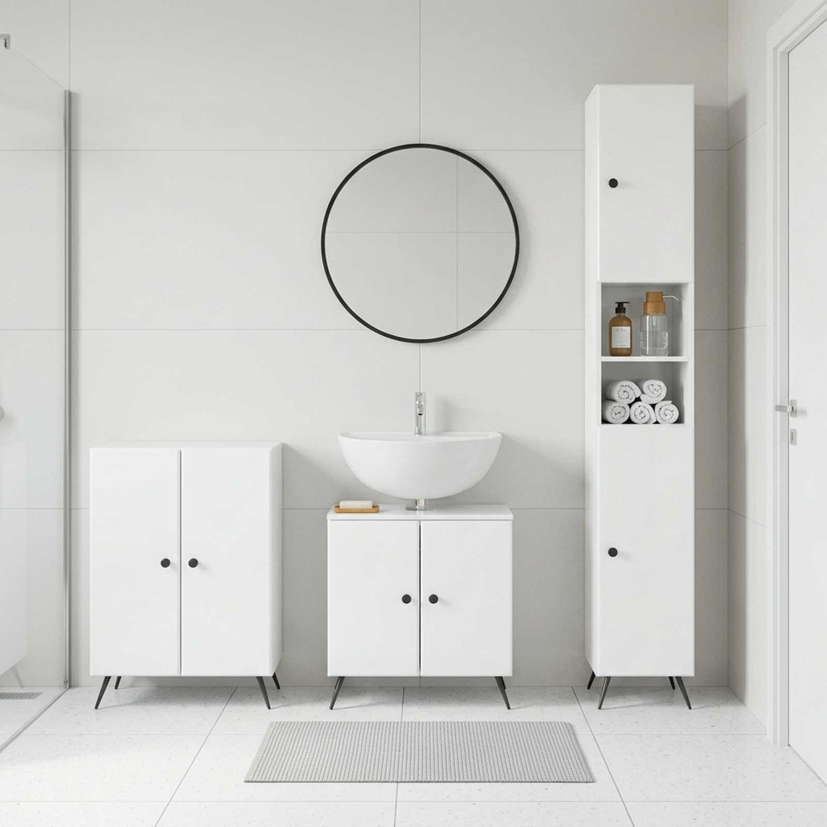 vidaXL 3 Piece Bathroom Cabinet Set BREDA High Gloss White