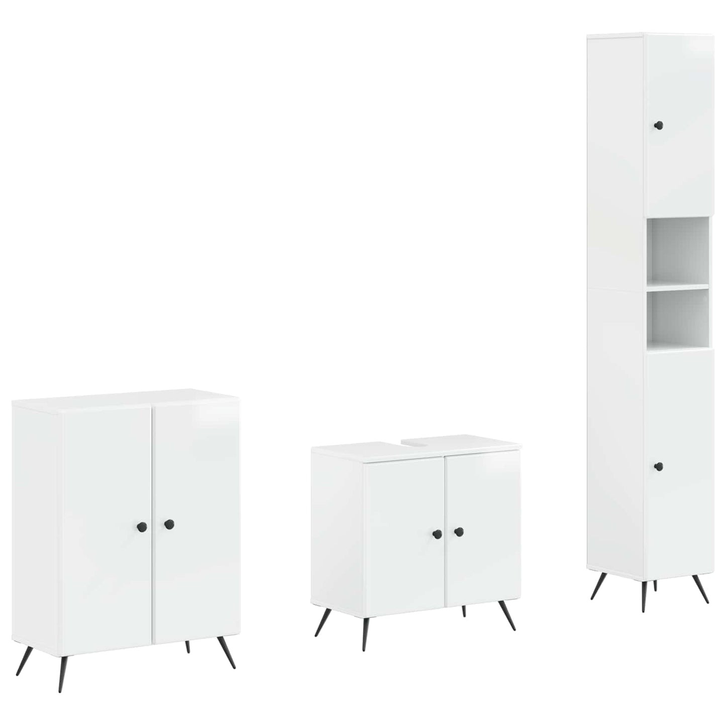 vidaXL 3 Piece Bathroom Cabinet Set BREDA High Gloss White