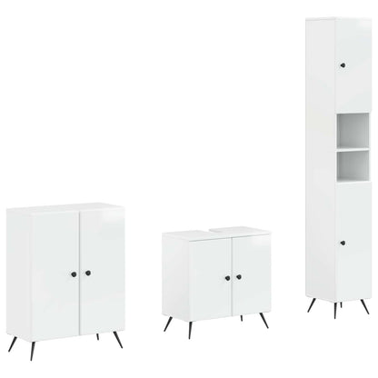 vidaXL 3 Piece Bathroom Cabinet Set BREDA High Gloss White