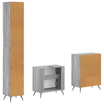 vidaXL 3 Piece Bathroom Cabinet Set BREDA Grey Sonoma Engineered Wood
