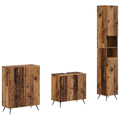 vidaXL 3 Piece Bathroom Cabinet Set BREDA Old Wood Engineered Wood