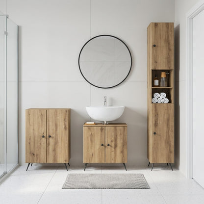 vidaXL 3 Piece Bathroom Cabinet Set BREDA Artisan Oak Engineered Wood