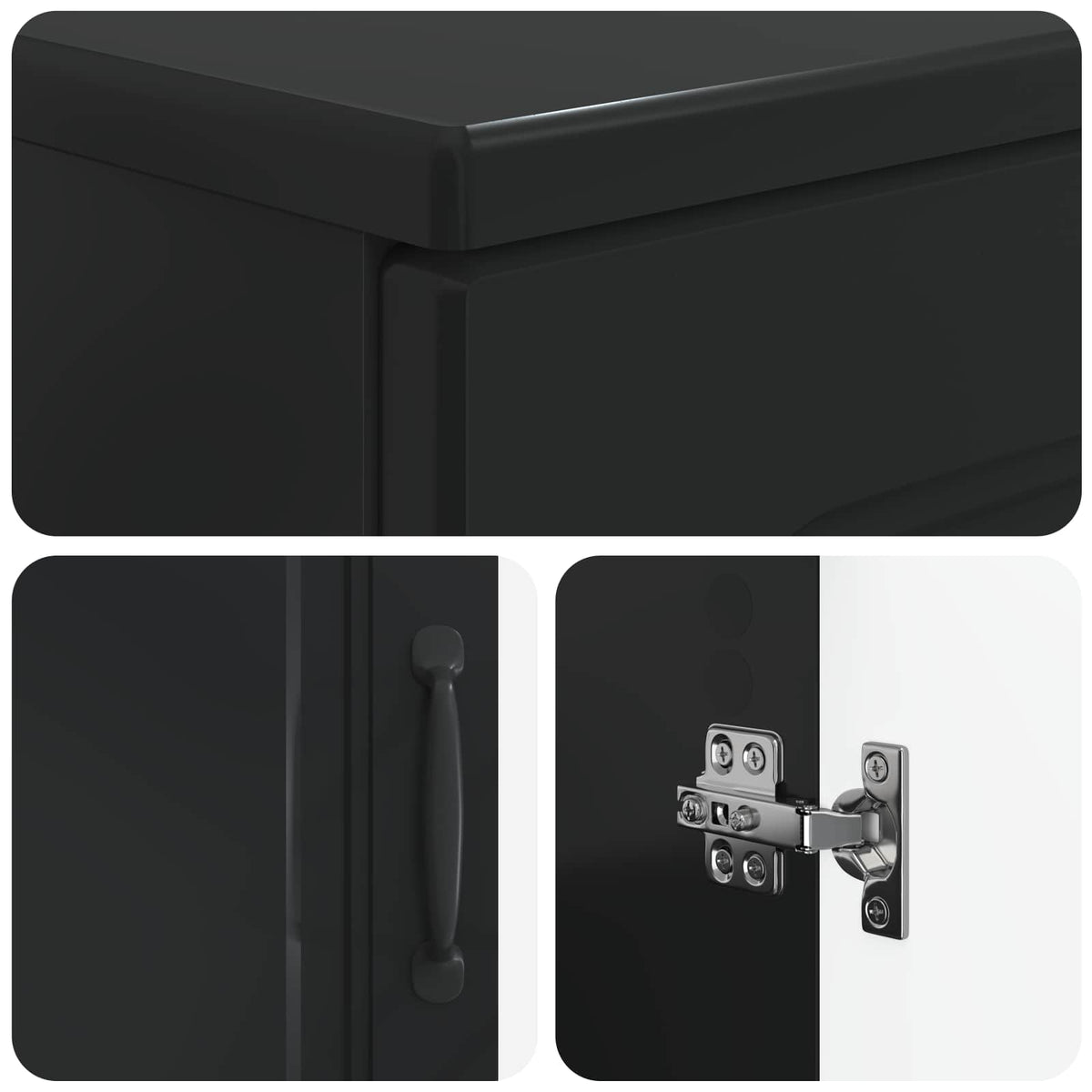 vidaXL 3 Piece Bathroom Cabinet Set UTRECHT Black Engineered Wood
