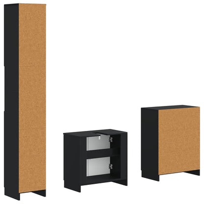 vidaXL 3 Piece Bathroom Cabinet Set UTRECHT Black Engineered Wood