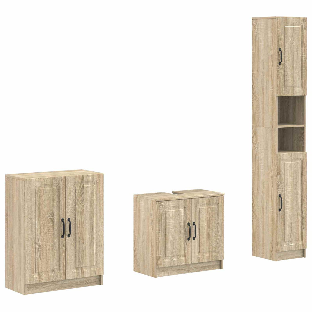 vidaXL 3 Piece Bathroom Cabinet Set UTRECHT Sonoma Oak Engineered Wood