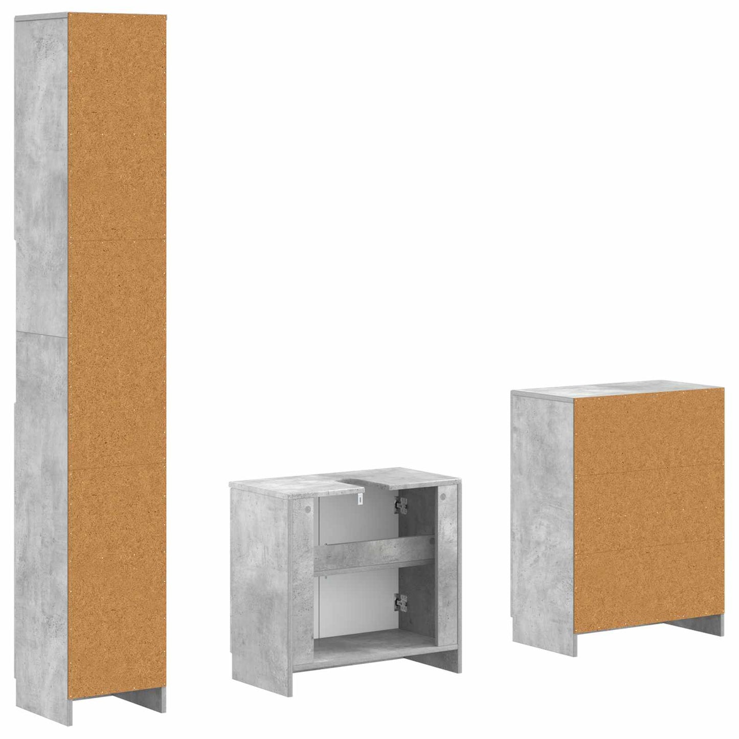 vidaXL 3 Piece Bathroom Cabinet Set UTRECHT Concrete Grey