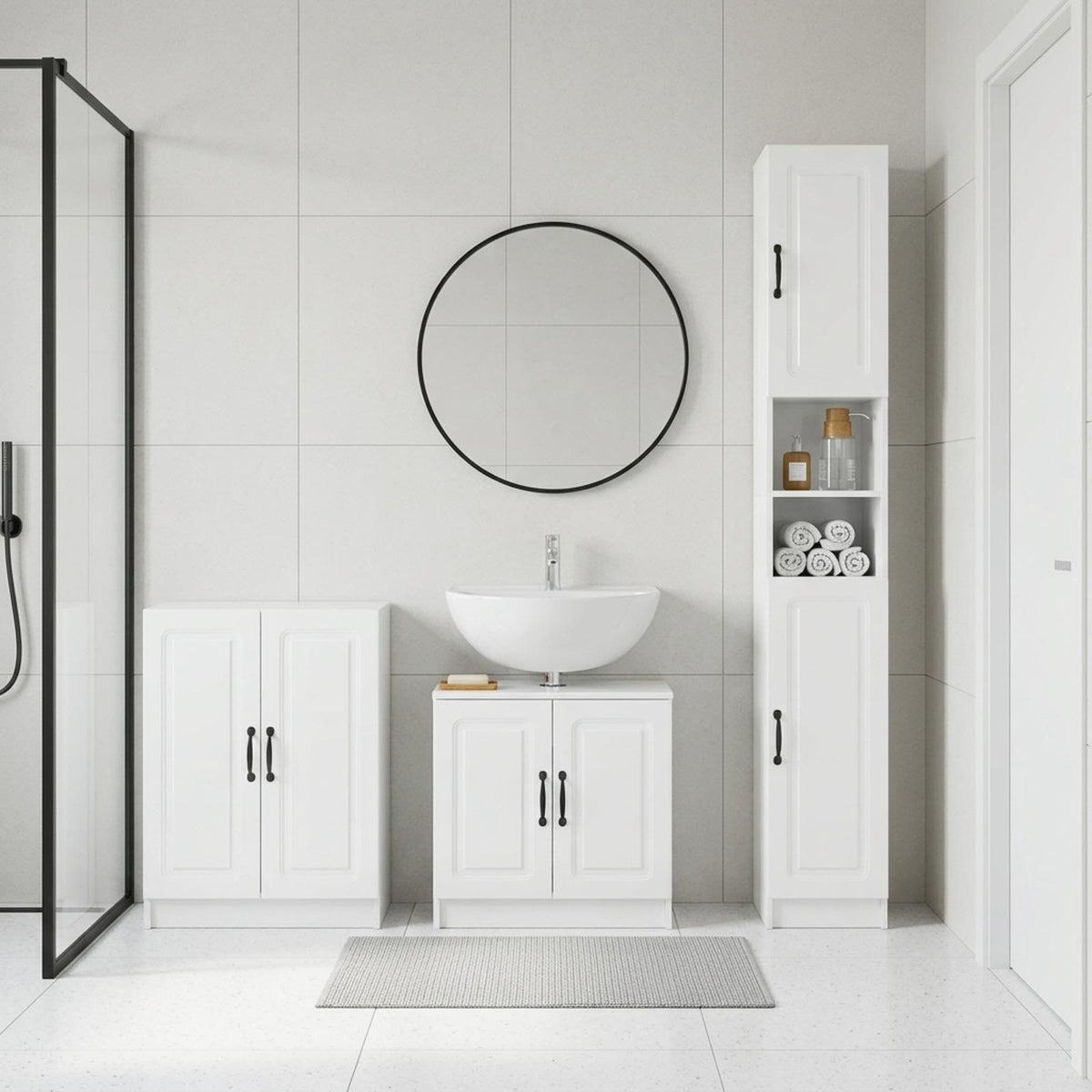 vidaXL 3 Piece Bathroom Cabinet Set UTRECHT High Gloss White