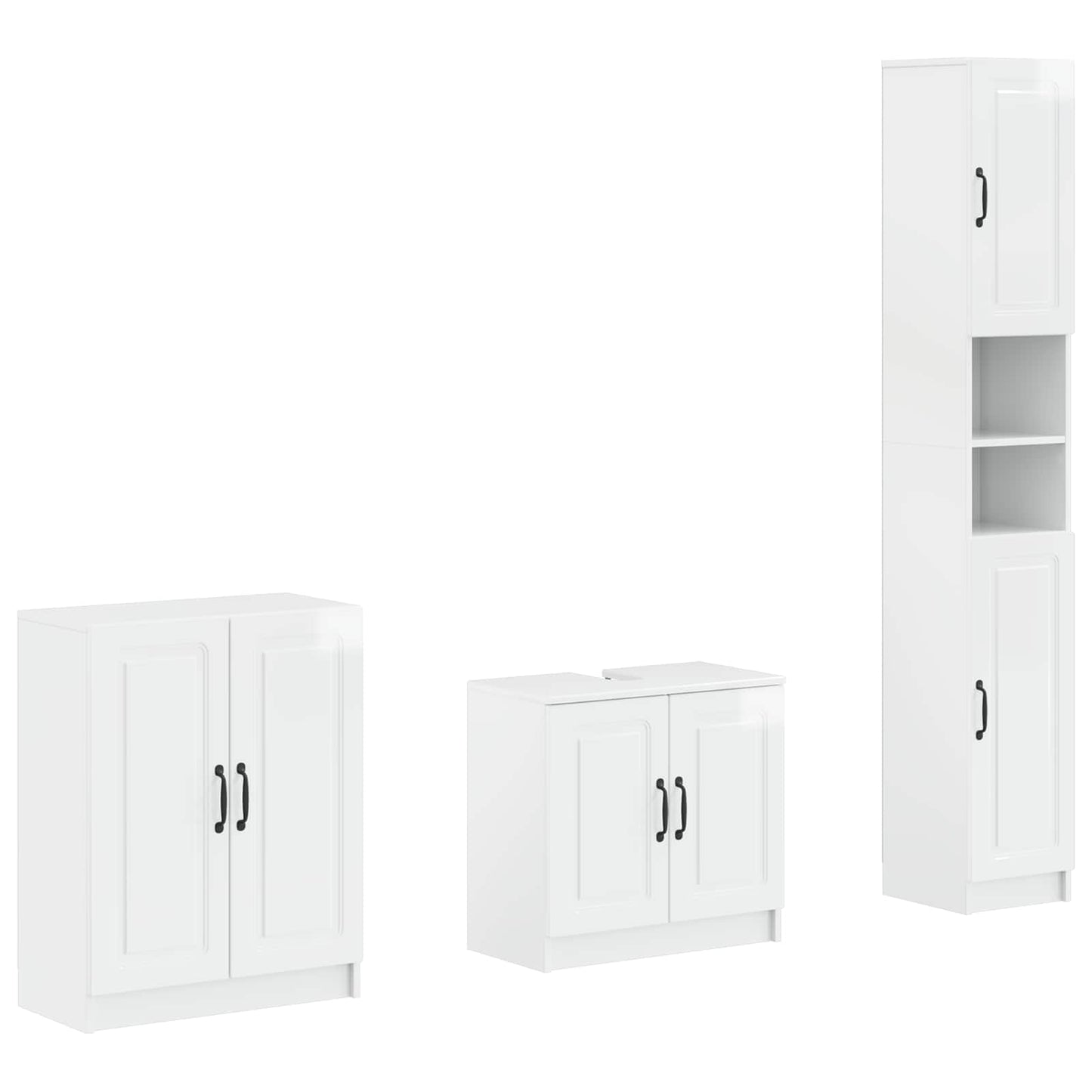 vidaXL 3 Piece Bathroom Cabinet Set UTRECHT High Gloss White