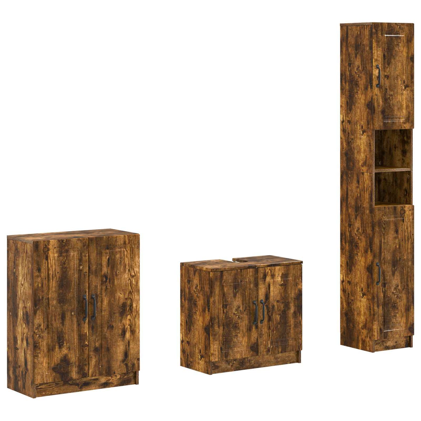 vidaXL 3 Piece Bathroom Cabinet Set UTRECHT Smoked Oak Engineered Wood