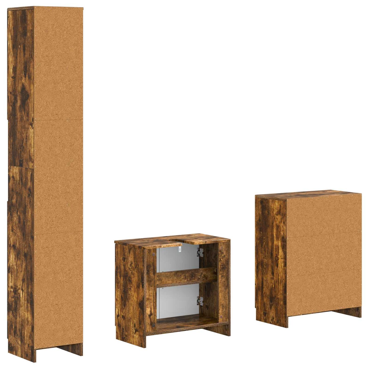 vidaXL 3 Piece Bathroom Cabinet Set UTRECHT Smoked Oak Engineered Wood