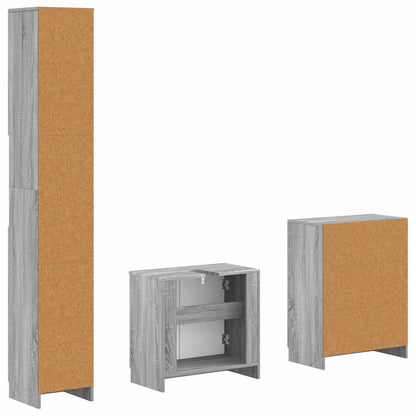 vidaXL 3 Piece Bathroom Cabinet Set UTRECHT Grey Sonoma