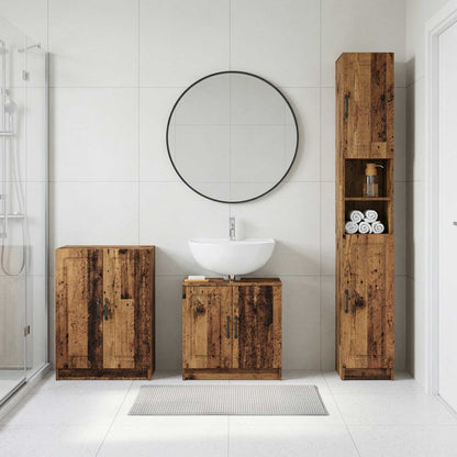 vidaXL 3 Piece Bathroom Cabinet Set UTRECHT Old Wood Engineered Wood