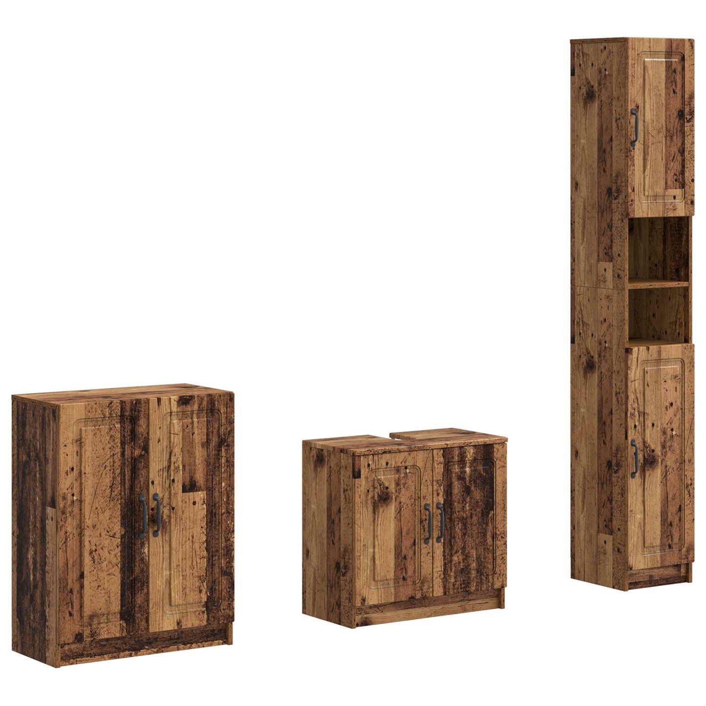 vidaXL 3 Piece Bathroom Cabinet Set UTRECHT Old Wood Engineered Wood