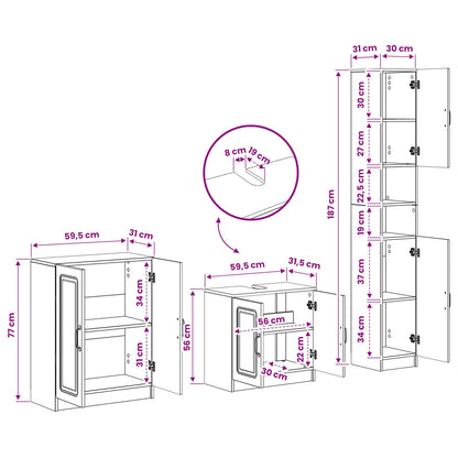 vidaXL 3 Piece Bathroom Cabinet Set UTRECHT Old Wood Engineered Wood