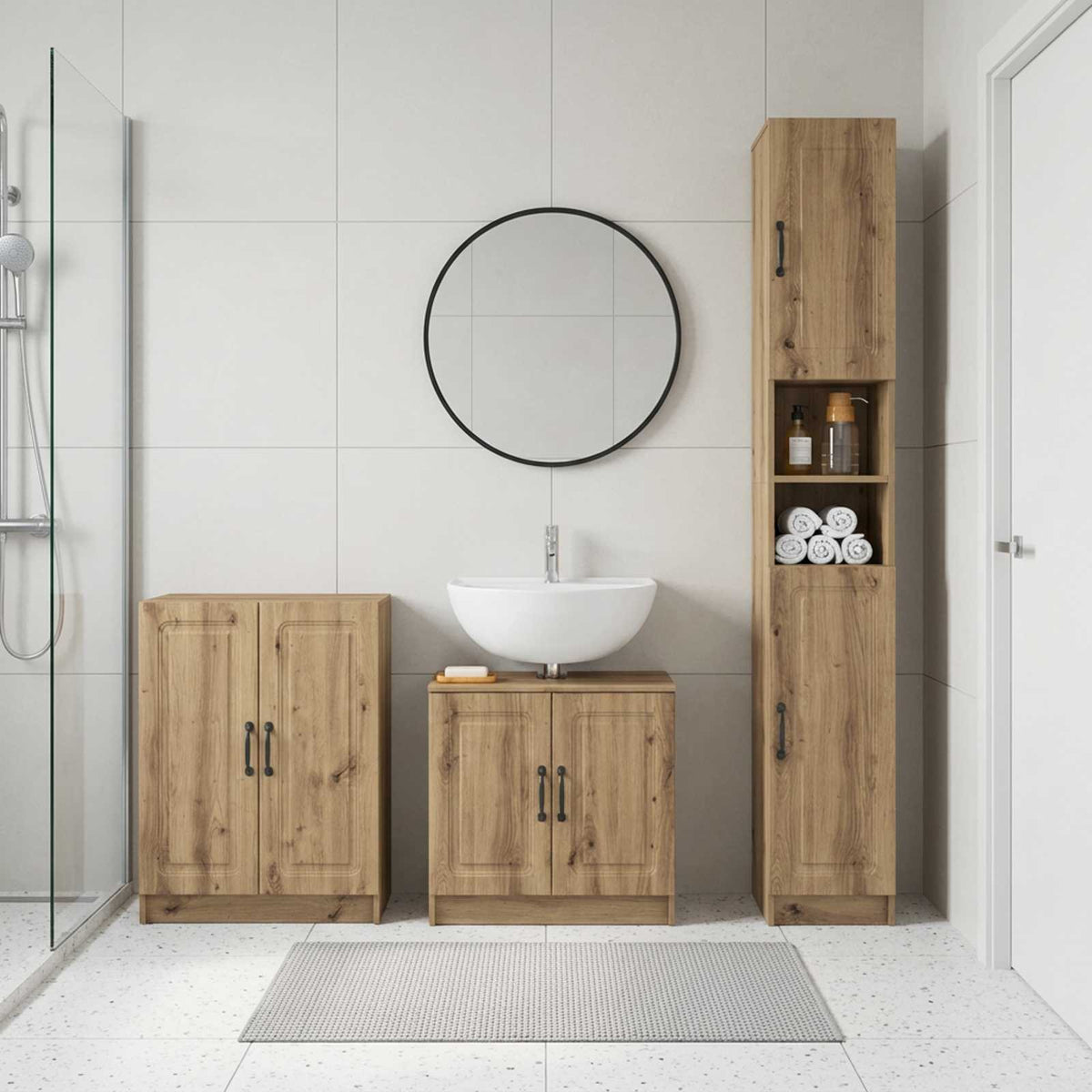 vidaXL 3 Piece Bathroom Cabinet Set UTRECHT Artisan Oak