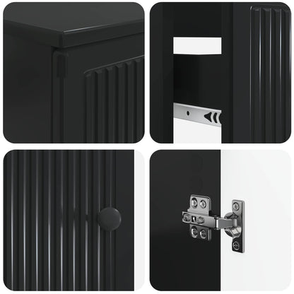 vidaXL 2 Piece Bathroom Cabinet Set EDE Black Engineered Wood