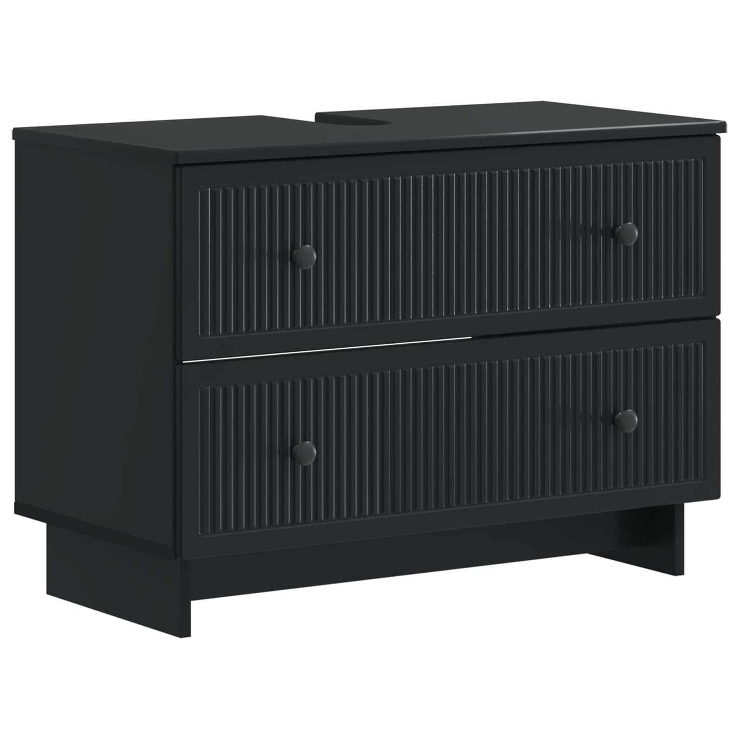 vidaXL 2 Piece Bathroom Cabinet Set EDE Black Engineered Wood