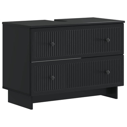 vidaXL 2 Piece Bathroom Cabinet Set EDE Black Engineered Wood