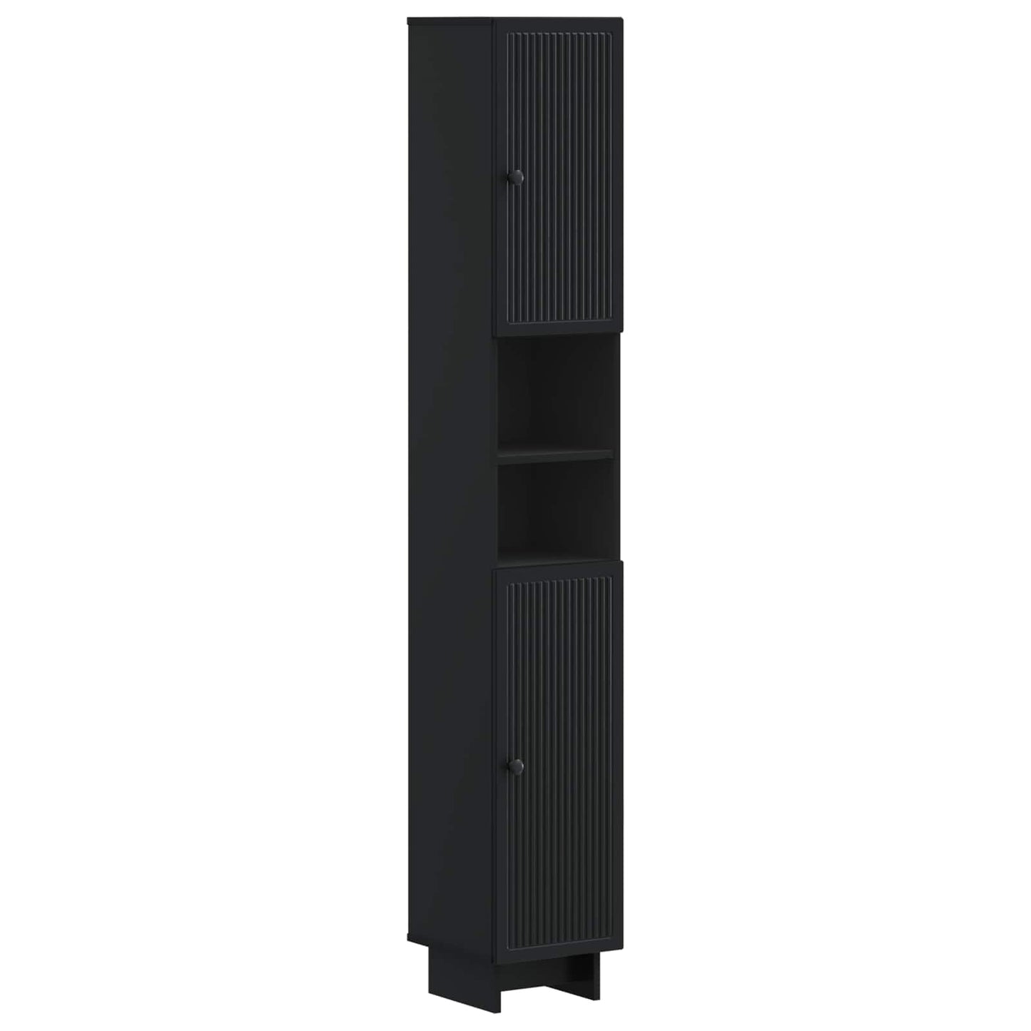 vidaXL 2 Piece Bathroom Cabinet Set EDE Black Engineered Wood
