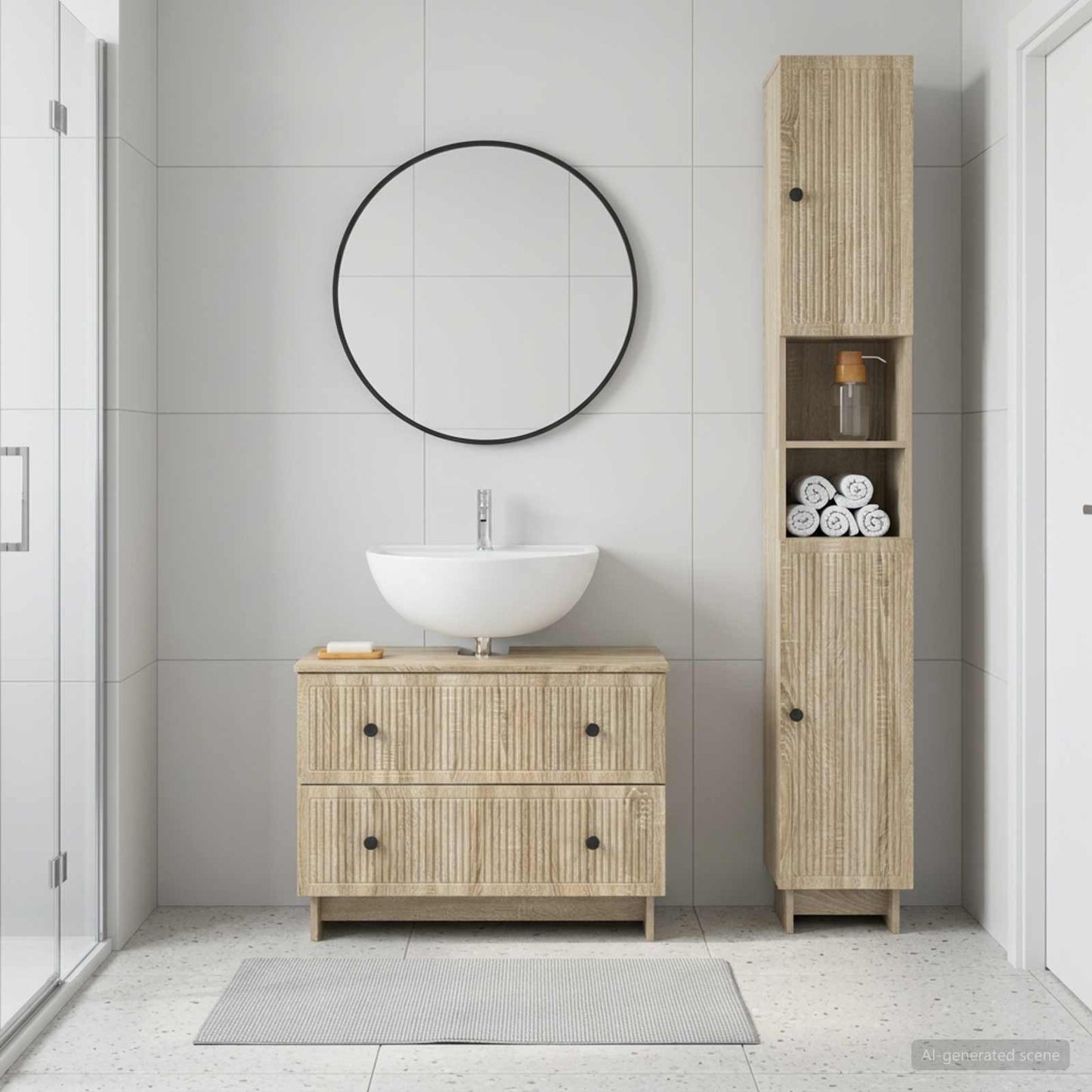 vidaXL 2 Piece Bathroom Cabinet Set EDE Sonoma Oak Engineered Wood