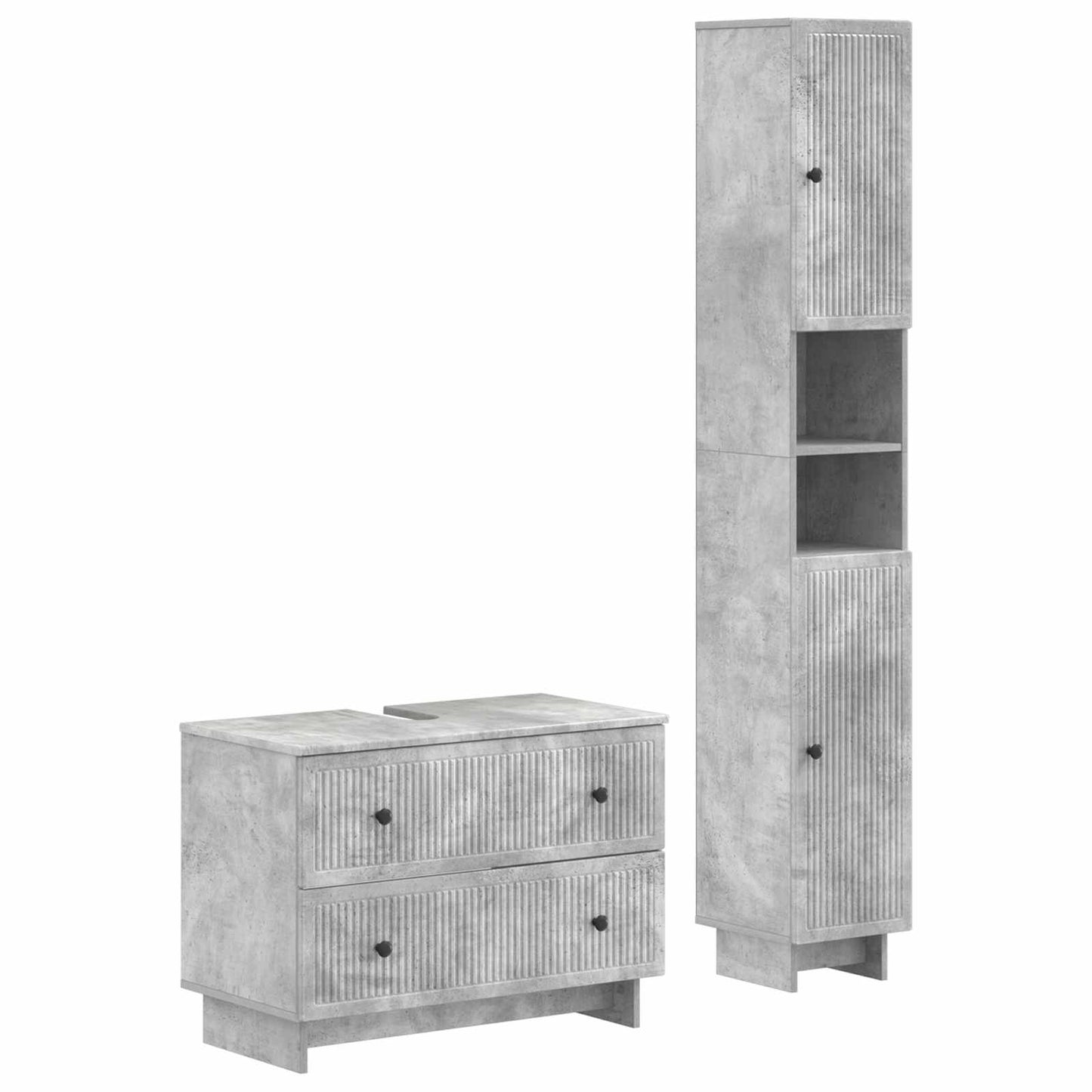 vidaXL 2 Piece Bathroom Cabinet Set EDE Concrete Grey Engineered Wood