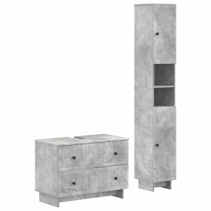 vidaXL 2 Piece Bathroom Cabinet Set EDE Concrete Grey Engineered Wood
