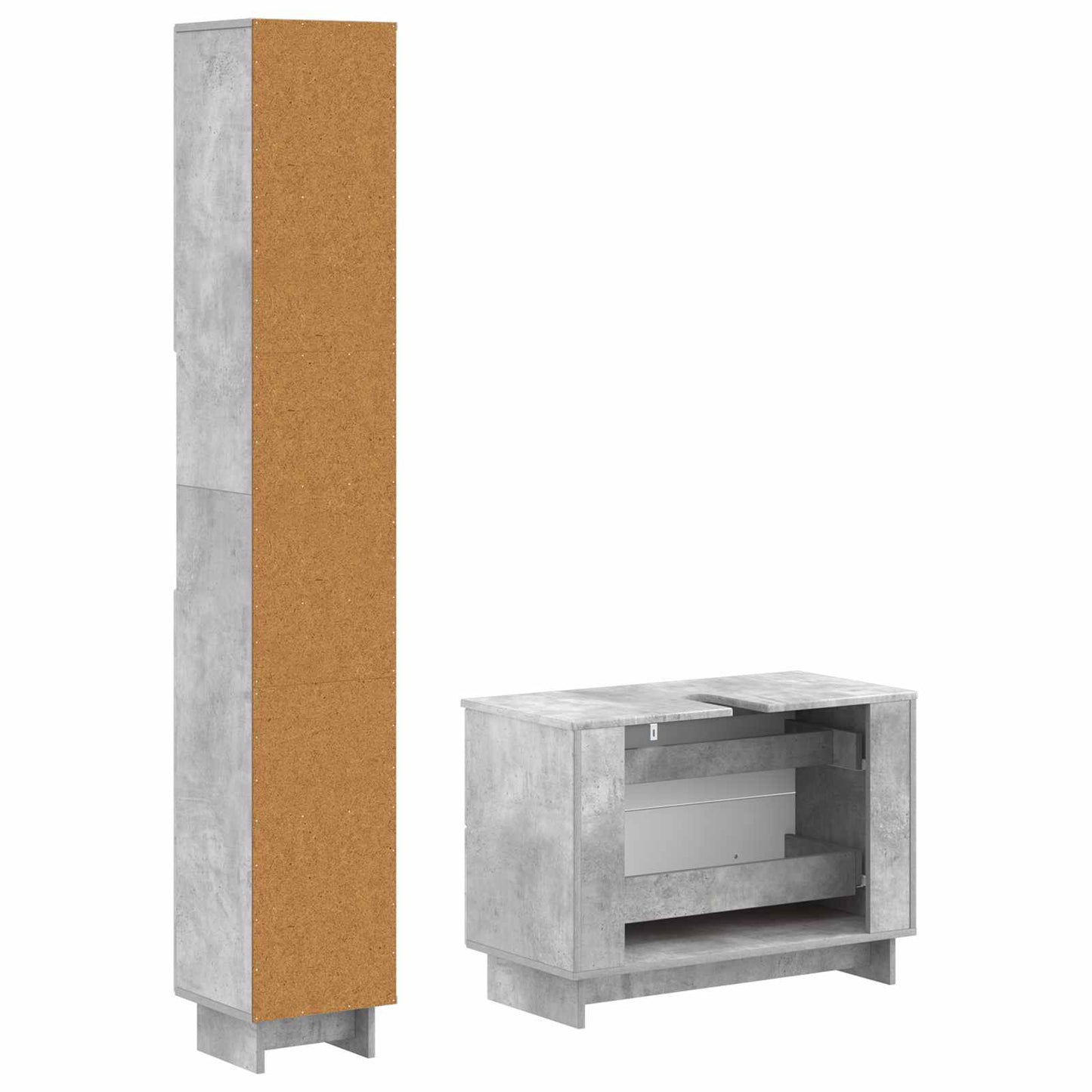 vidaXL 2 Piece Bathroom Cabinet Set EDE Concrete Grey Engineered Wood
