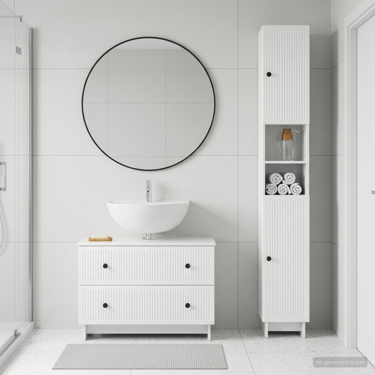 vidaXL 2 Piece Bathroom Cabinet Set EDE High Gloss White