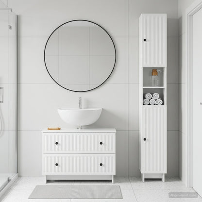 vidaXL 2 Piece Bathroom Cabinet Set EDE High Gloss White