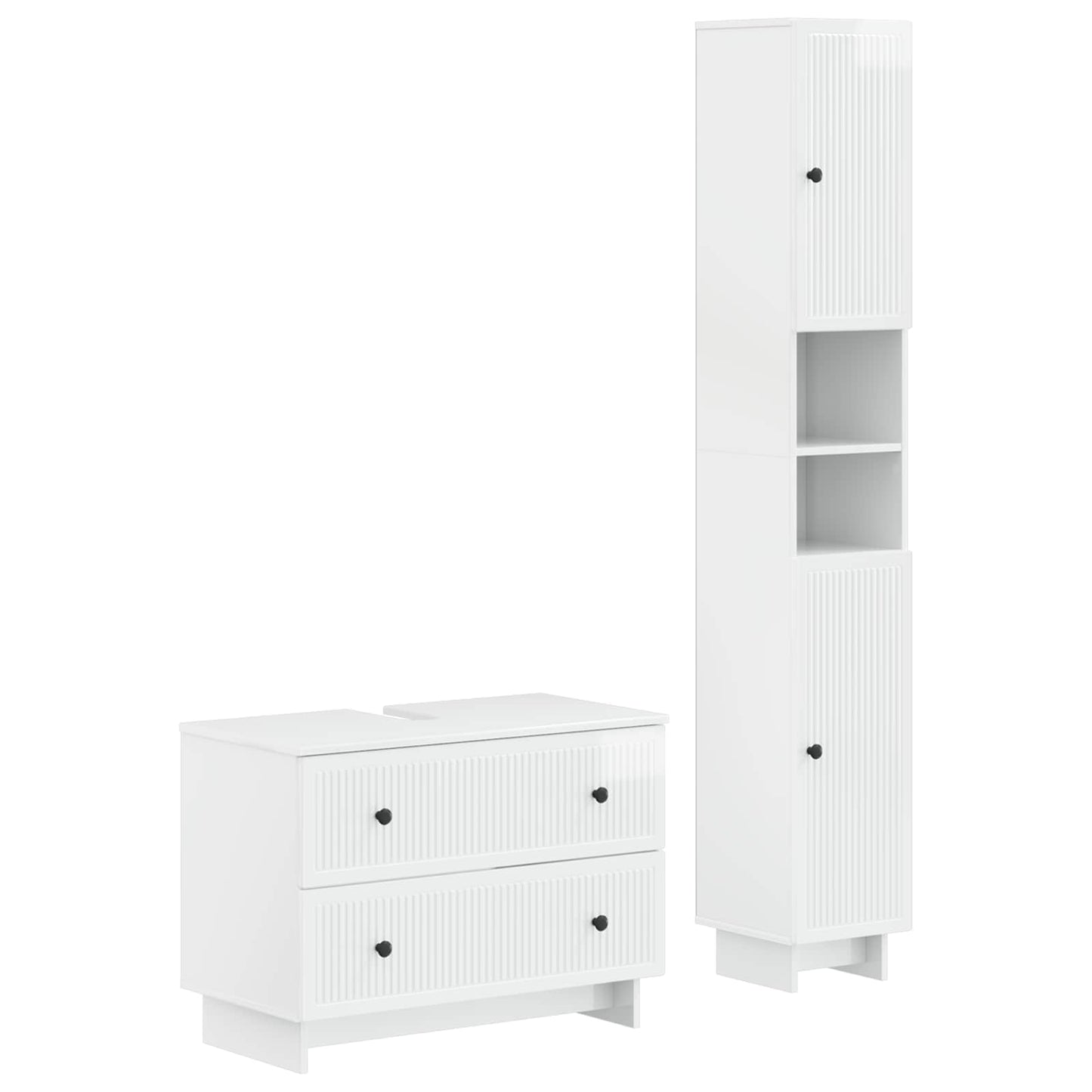 vidaXL 2 Piece Bathroom Cabinet Set EDE High Gloss White