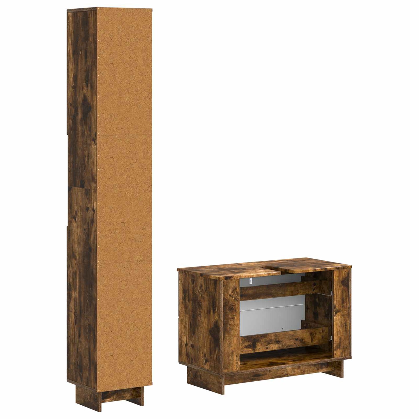 vidaXL 2 Piece Bathroom Cabinet Set EDE Smoked Oak Engineered Wood