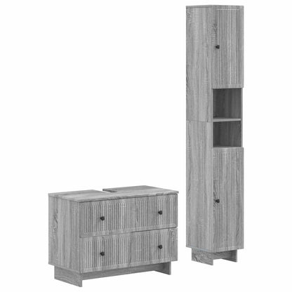 vidaXL 2 Piece Bathroom Cabinet Set EDE Grey Sonoma Engineered Wood