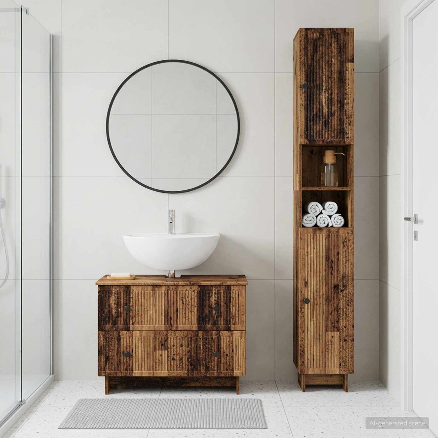 vidaXL 2 Piece Bathroom Cabinet Set EDE Old Wood Engineered Wood
