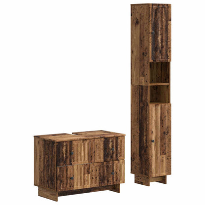 vidaXL 2 Piece Bathroom Cabinet Set EDE Old Wood Engineered Wood