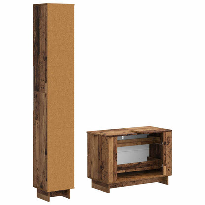 vidaXL 2 Piece Bathroom Cabinet Set EDE Old Wood Engineered Wood