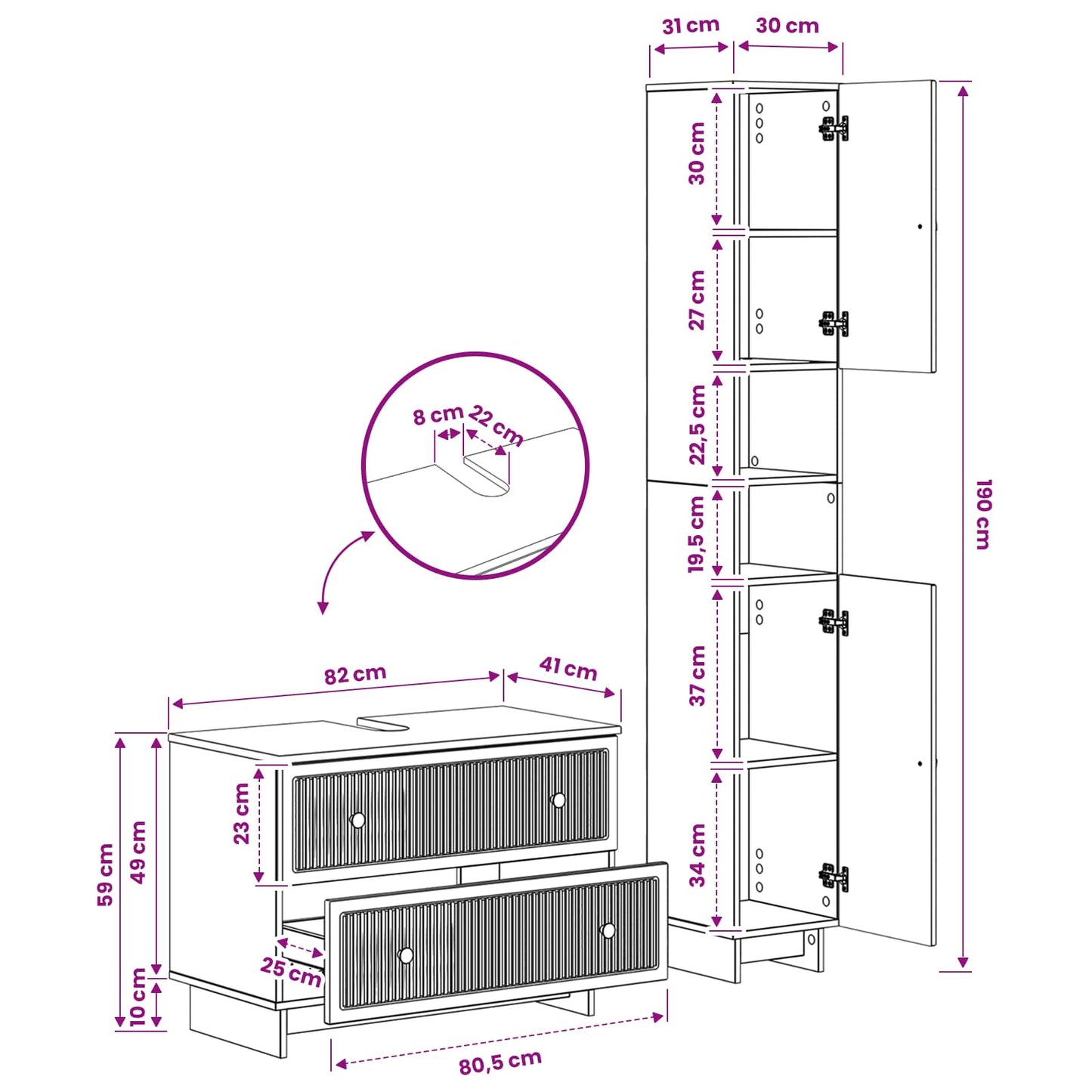 vidaXL 2 Piece Bathroom Cabinet Set EDE Old Wood Engineered Wood
