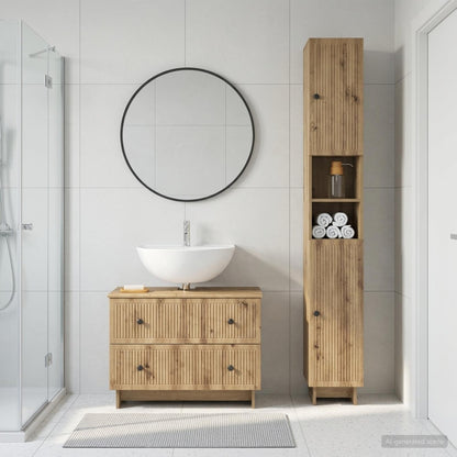 vidaXL 2 Piece Bathroom Cabinet Set EDE Artisan Oak Engineered Wood