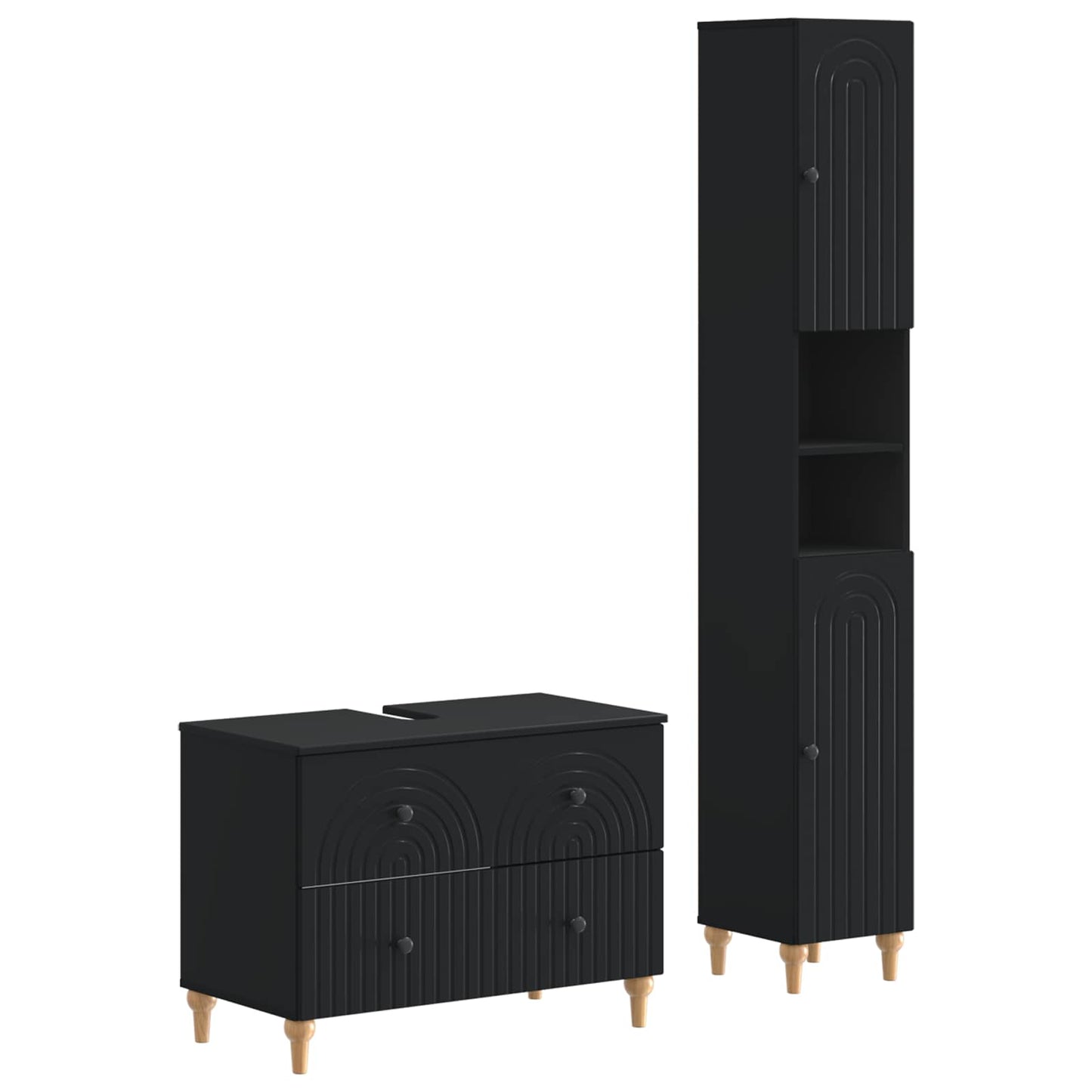 vidaXL 2 Piece Bathroom Cabinet Set ALKMAAR Black Engineered Wood