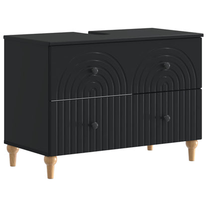 vidaXL 2 Piece Bathroom Cabinet Set ALKMAAR Black Engineered Wood