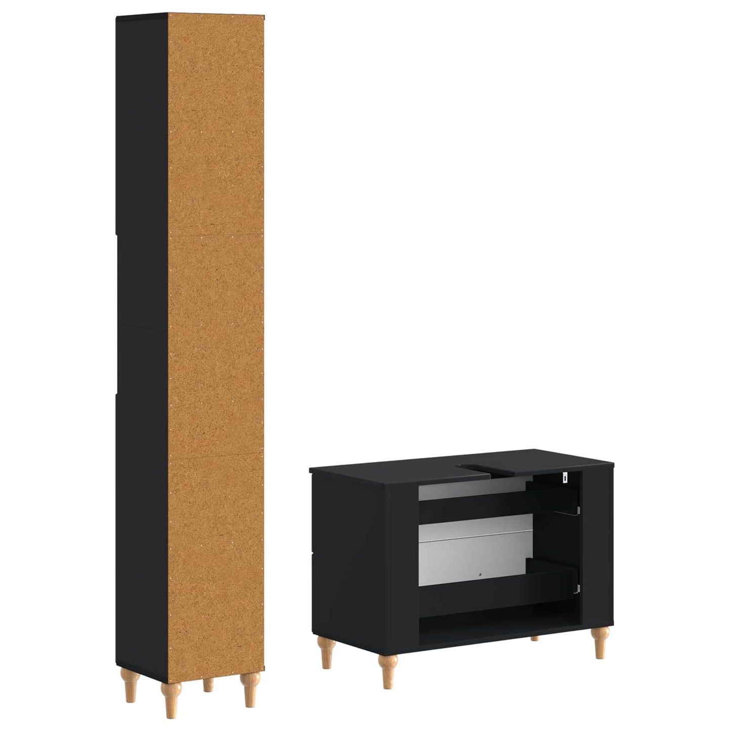 vidaXL 2 Piece Bathroom Cabinet Set ALKMAAR Black Engineered Wood