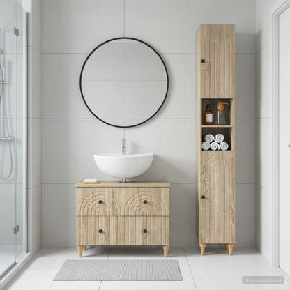 vidaXL 2 Piece Bathroom Cabinet Set ALKMAAR Sonoma Oak Engineered Wood