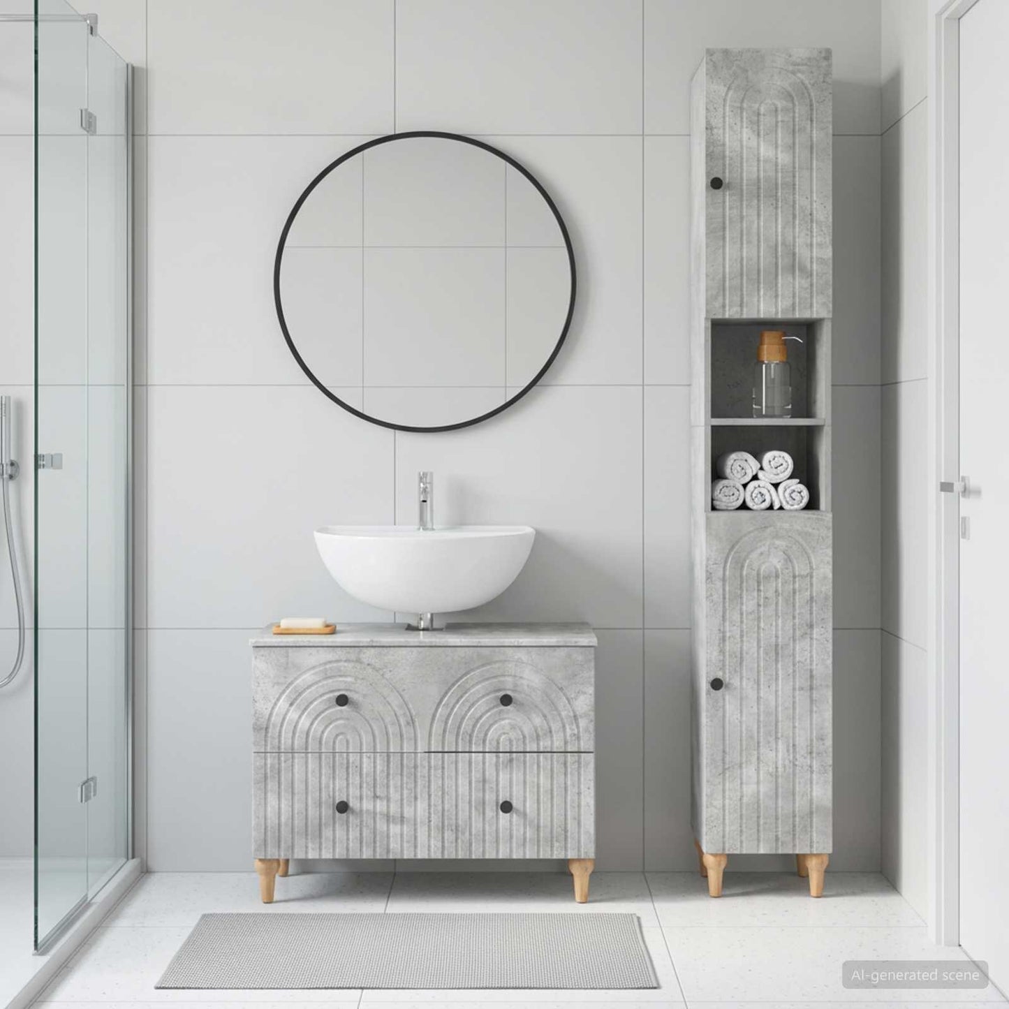vidaXL 2 Piece Bathroom Cabinet Set ALKMAAR Concrete Grey