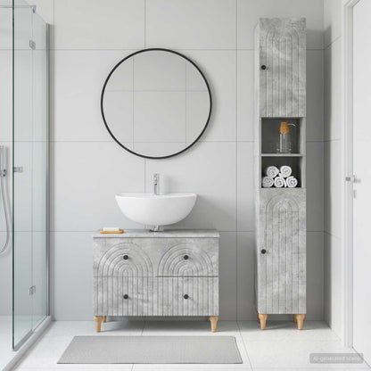 vidaXL 2 Piece Bathroom Cabinet Set ALKMAAR Concrete Grey