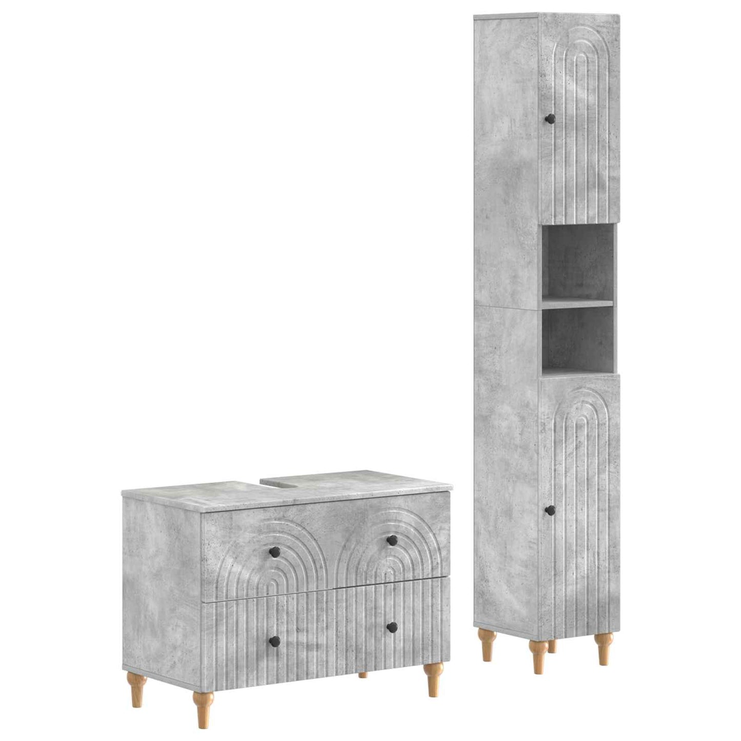 vidaXL 2 Piece Bathroom Cabinet Set ALKMAAR Concrete Grey