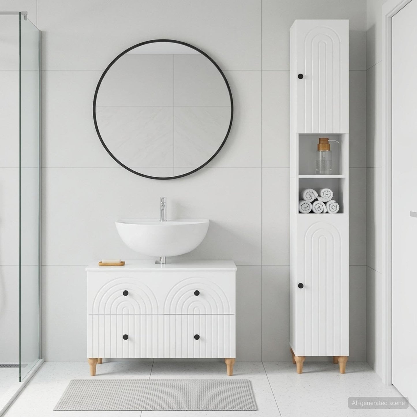 vidaXL 2 Piece Bathroom Cabinet Set ALKMAAR High Gloss White