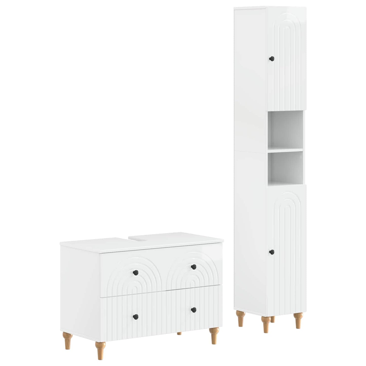 vidaXL 2 Piece Bathroom Cabinet Set ALKMAAR High Gloss White