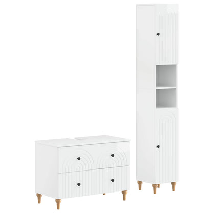 vidaXL 2 Piece Bathroom Cabinet Set ALKMAAR High Gloss White