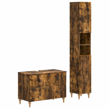 vidaXL 2 Piece Bathroom Cabinet Set ALKMAAR Smoked Oak Engineered Wood